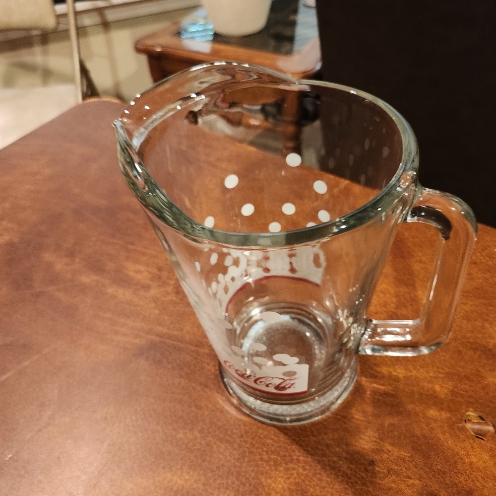 Coca-Cola Glass Pitcher with White Dots - Picture 3 of 4